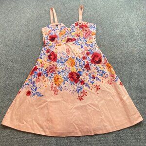 Guess Los Angeles Dress Womens 10 Pink Floral Print Cottagecore Fairy Sweetheart